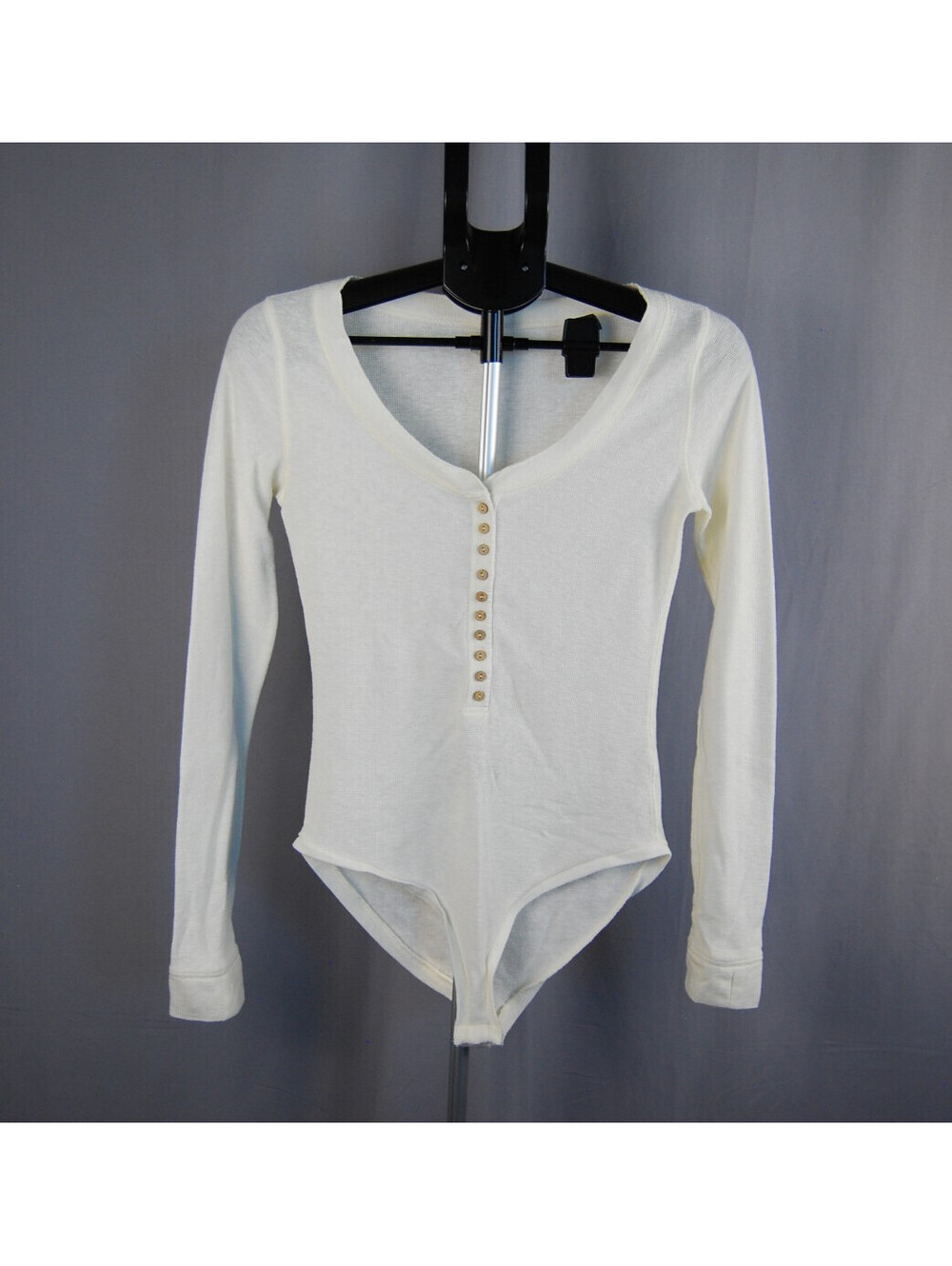 Free People Intimately Off White Thermal Henley Bodysuit Size SP Petite Small